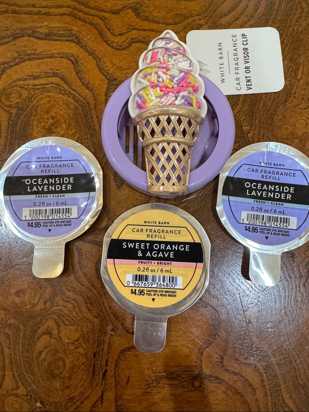 White Barn Ice Cream Cone Car Fragrance with 3 Refills